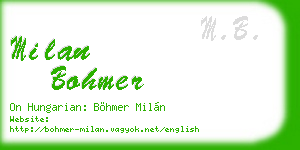 milan bohmer business card
