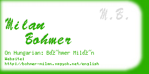 milan bohmer business card